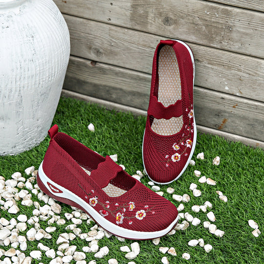 Damen Bequeme Sneaker mit floralen Stickereien EB