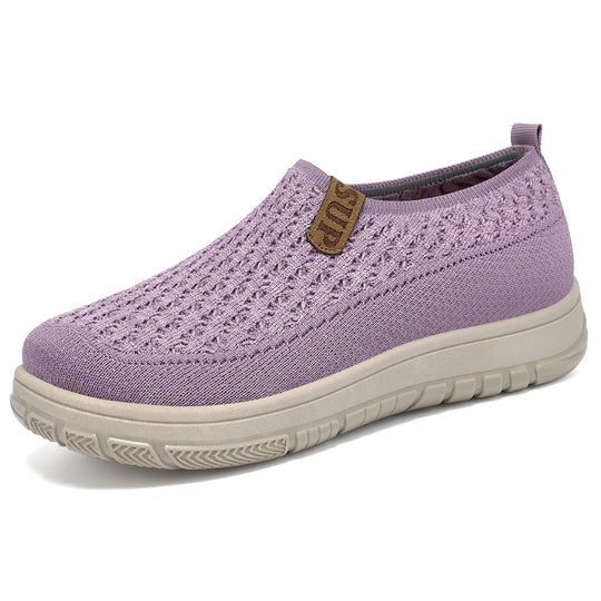 Damen Strick Slip-On Schuhe mit elastischem Obermaterial EB