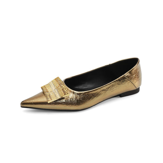 Damen elegante spitze Ballerinas mit dekorativem Metallakzent EB