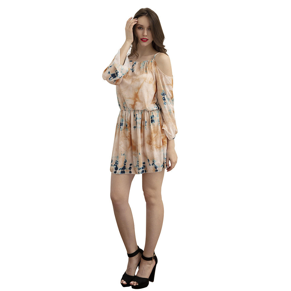 Damen Freizeitkleid mit schulterfreiem Design und elegantem A-Linien Schnitt EB
