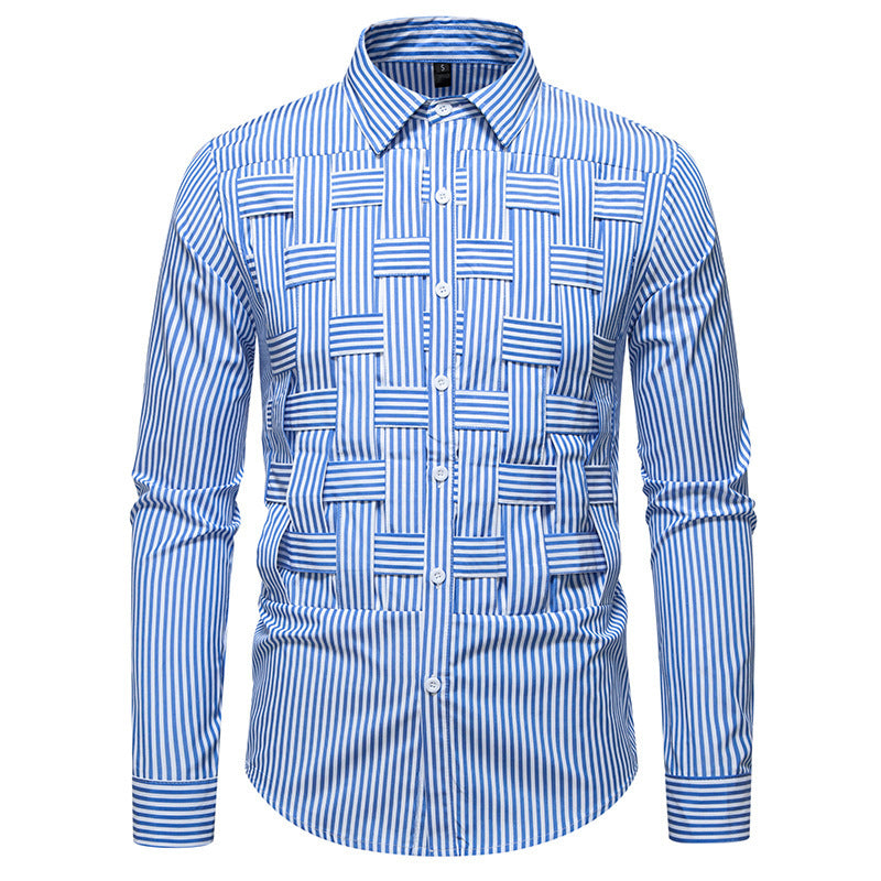 Herren elegantes Hemd mit strukturiertem Streifenmuster EB