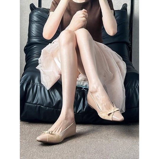 Damen flache Ballerinas mit eleganter Schleifenapplikation EB