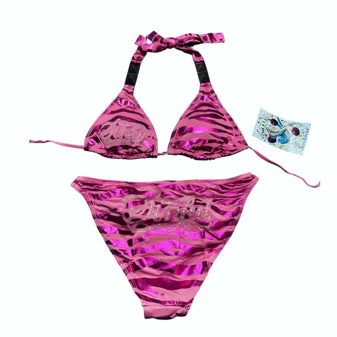 Damen Bikini-Set mit funkelndem Detail und außergewöhnlichem Design EB