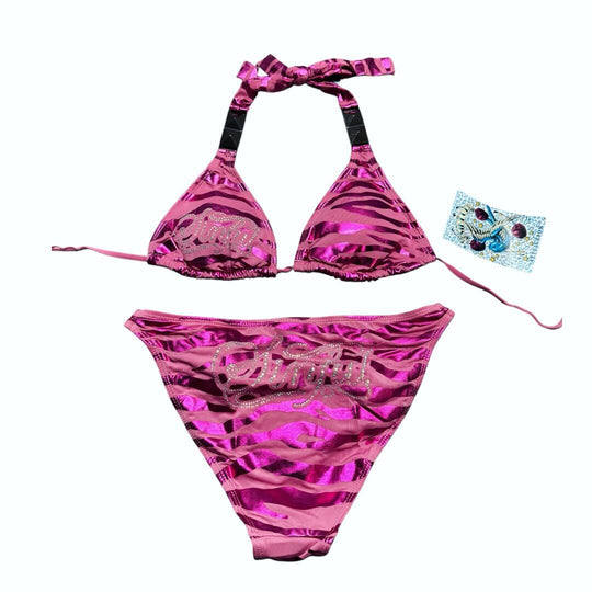 Damen Bikini-Set mit funkelndem Detail und außergewöhnlichem Design EB