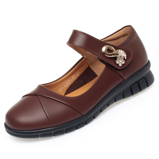 Damen Komfortable Mary Jane Ballerinas mit Schmuckdetail EB
