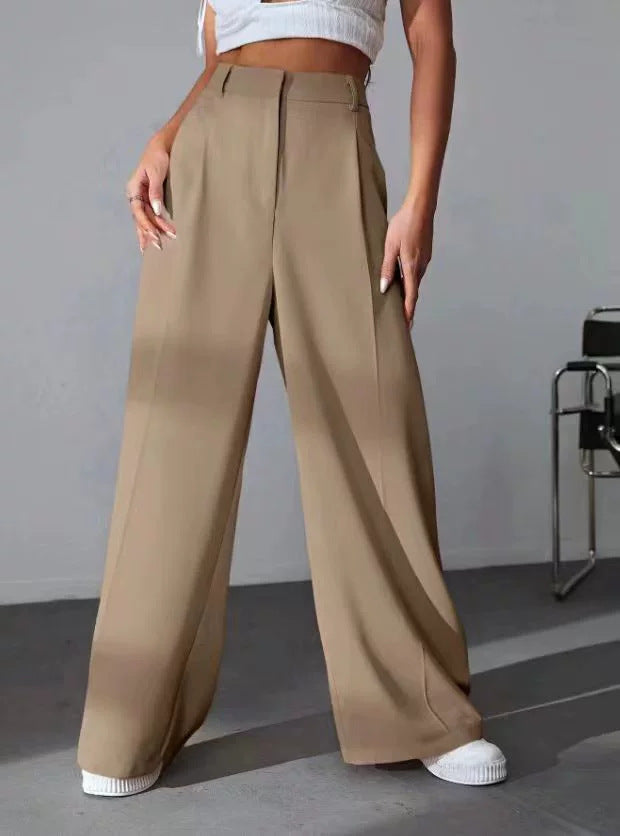 Damen weite Hochtaillen-Hose mit eleganter Faltenlegung und zeitgemäßem Schnitt EB
