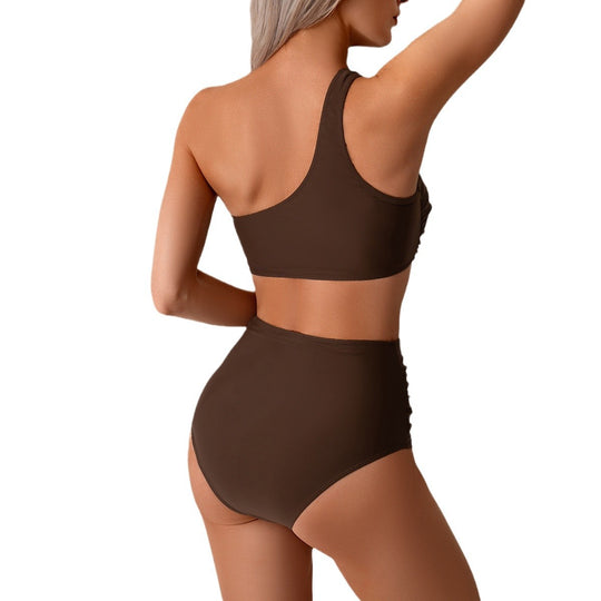 Damen Sportliches Bikini-Set mit asymmetrischem Oberteil und hohem Schnitt EB