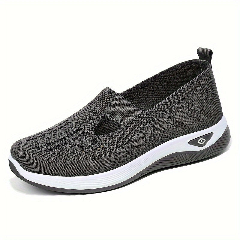 Damen Komfortable und luftige Slip-On Sneakers mit Strickoberfläche EB