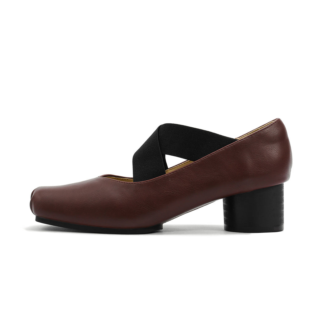 Damen elegante Ballerinas mit elastischen Riemen und glänzender Leder-Oberfläche EB