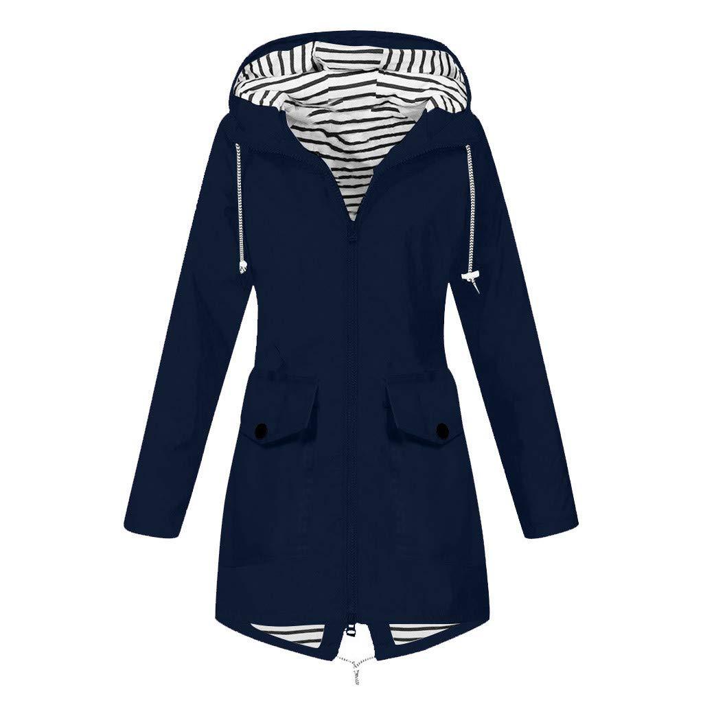 Damen Outdoor-Jacke mit verstellbarem Kapuzenkragen und dekorativen Taschen EB