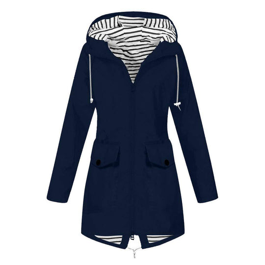 Damen Outdoor-Jacke mit verstellbarem Kapuzenkragen und dekorativen Taschen EB