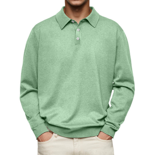 Herren Feinstrick-Poloshirt mit Knopfleiste und Rippbündchen EB