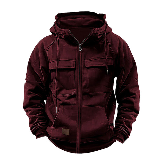 Herren Fleecejacke mit hohem Kragen und praktischen Taschen EB