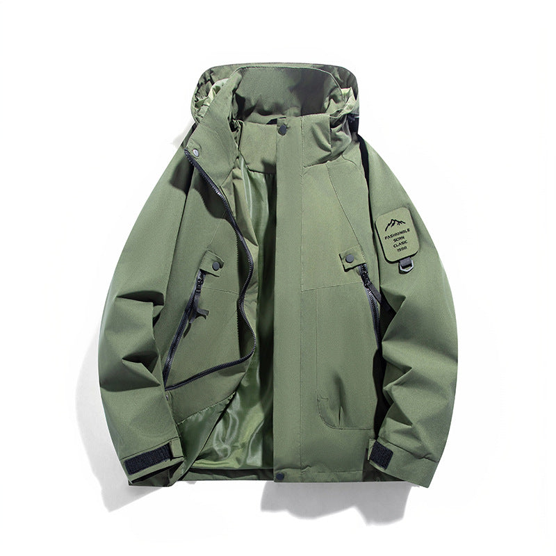 Herren wind- und wasserdichte Functional-Parka mit verschließbaren Zipper-Taschen und verstellbarer Kapuze EB