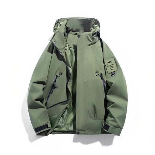 Herren wind- und wasserdichte Functional-Parka mit verschließbaren Zipper-Taschen und verstellbarer Kapuze EB