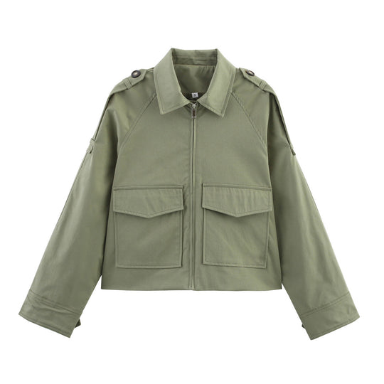 Damen modische Utility-Jacke mit praktischen Taschen EB