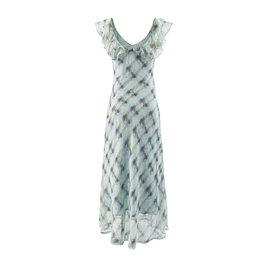 Damen Maxikleid mit feinen Rüschendetails und eleganten Bindebändern EB