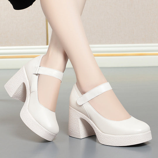 Damen Plateau-Mary Jane Pumps mit verstellbarem Riemen und komfortablem Blockabsatz EB