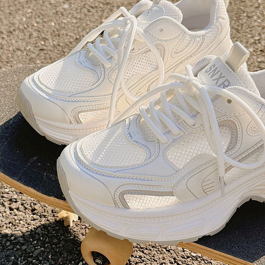Damen Chunky Sneakers mit atmungsaktiver Mesh-Oberfläche und gepolsterter Sohle EB