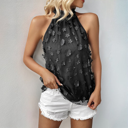 Damen Blusenshirt mit modischem Stehkragen und floralem 3D-Design EB