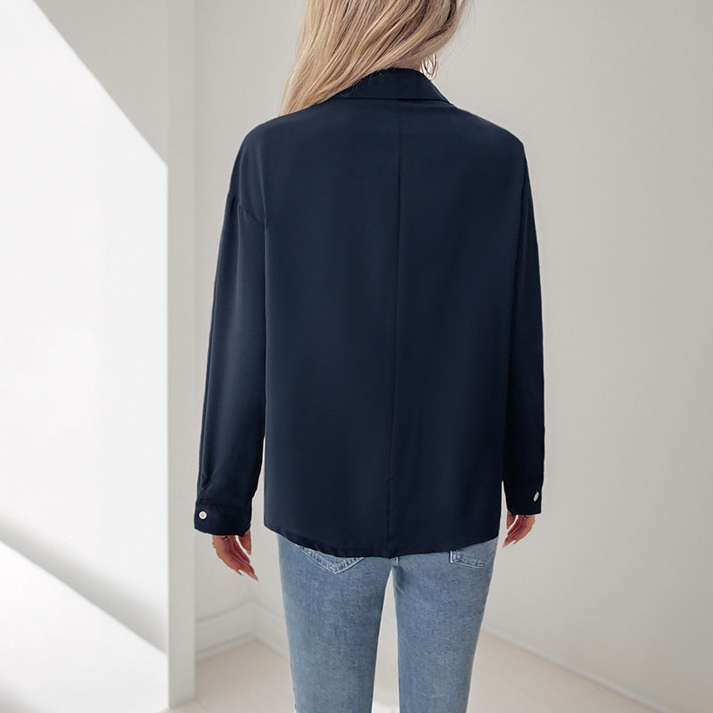 Damen elegante Bluse mit dekorativer Faltenstruktur EB
