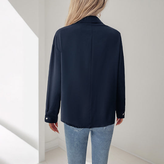 Damen elegante Bluse mit dekorativer Faltenstruktur EB