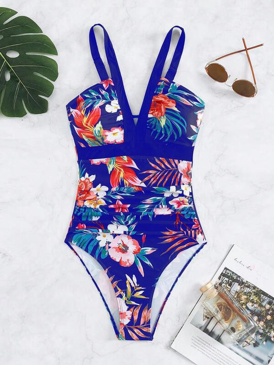 Damen Einteiliger Badeanzug mit anspruchsvollem Floral-Design EB