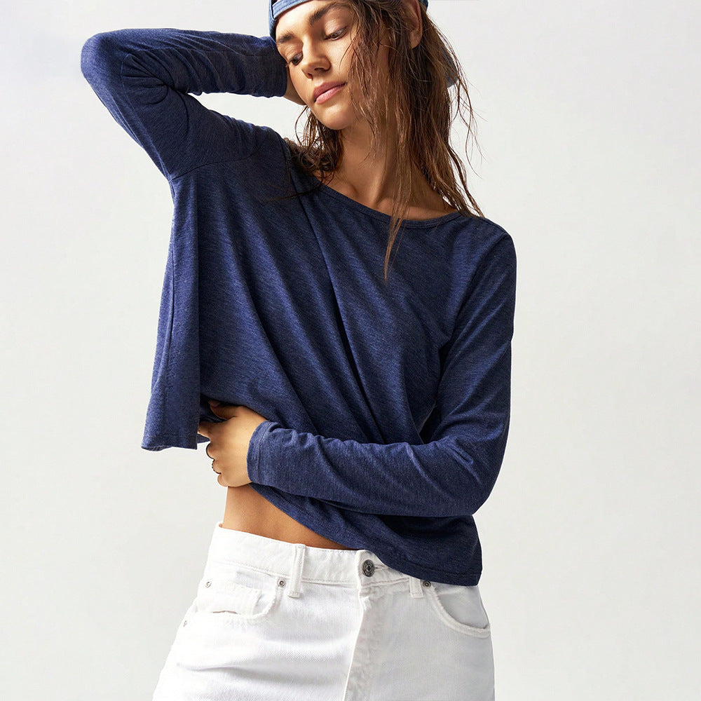 Damen legeres Cropped-Longsleeve mit weiter Oversize-Passform und gerundetem Saum Eichborn Berlin