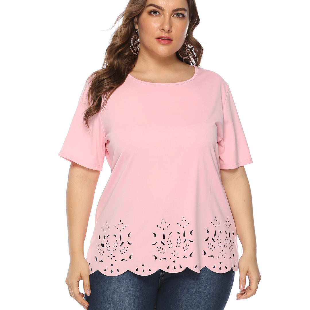 Damen luftiges Oberteil mit floralem Lochmuster EB