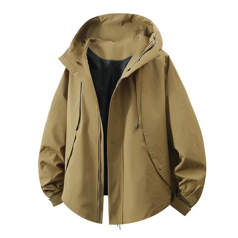 Damen winddichte Übergangsjacke mit Kapuze und verstellbarem Kordelzug EB