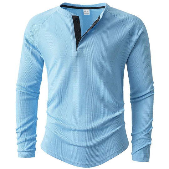 Herren Langarm Henley-Shirt mit strukturierter Oberfläche EB