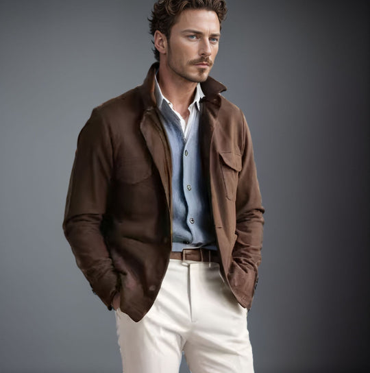 Herren praktische Jacke im schicken Utility-Stil mit hohen Kragen EB