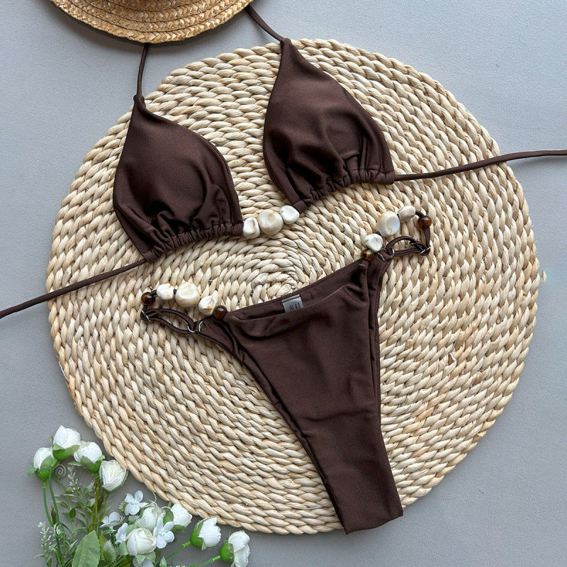 Damen Triangel-Bikini mit eleganten Verzierungen EB