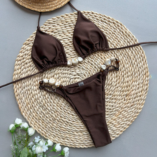 Damen Triangel-Bikini mit eleganten Verzierungen EB