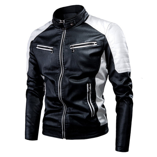 Herren Kunstleder-Pilotenblouson im Rennsportstil mit gesteppter Schulterpartie EB