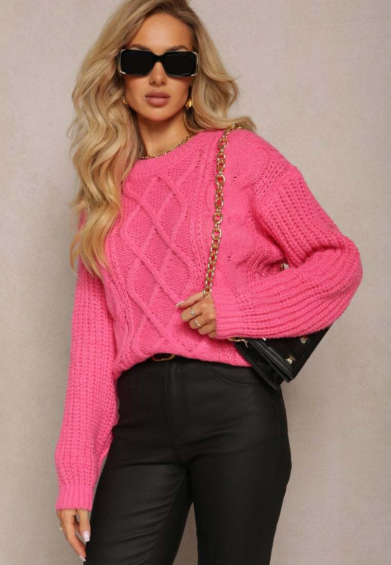 Damen lässiger Grobstrickpullover mit modernem Zopfdesign und gemütlichem Schnitt EB