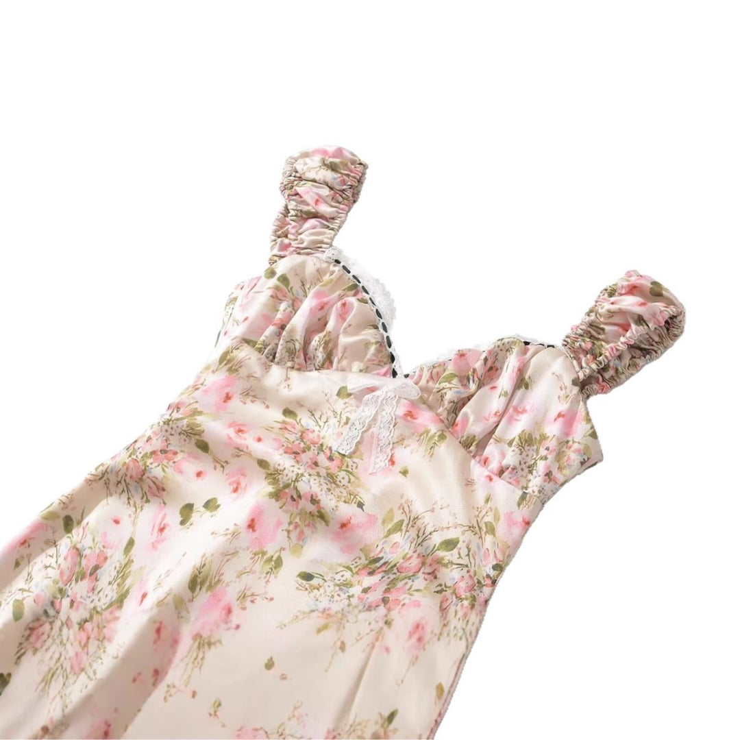 Damen Maxi-Kleid mit floralem Rüschendesign und elegantem Schnitt EB