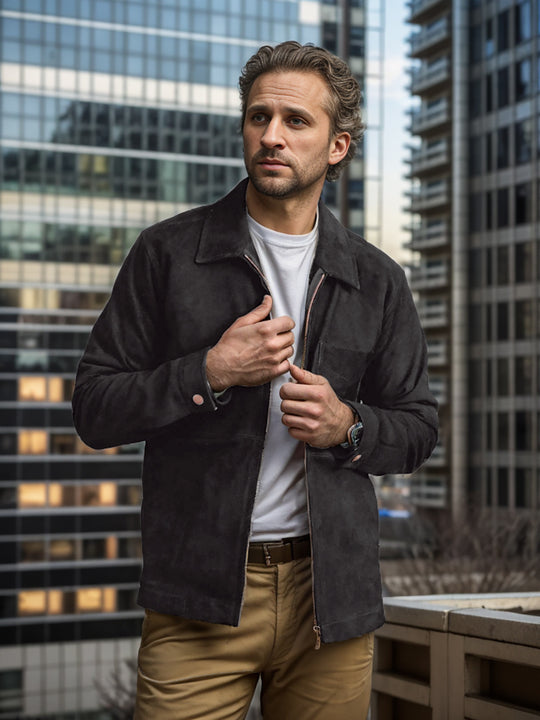Herren Suede-Jacke im minimalistischen Design EB