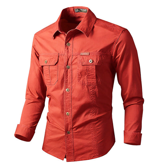 Herren nan leichte Overshirt-Jacke mit Klappbrusttaschen und klassischem Hemdkragen EB
