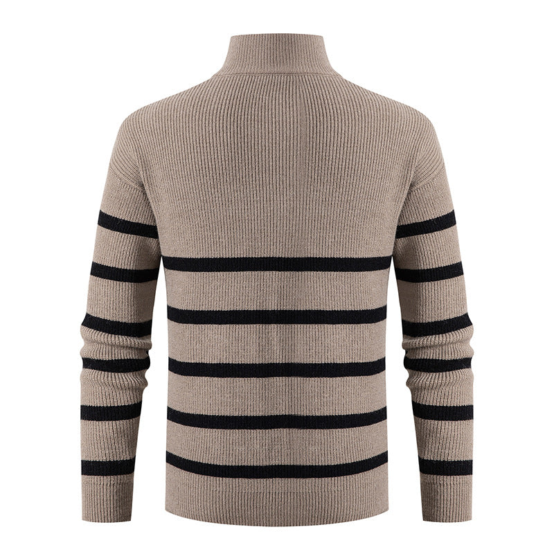 Herren Strickpullover mit Stehkragen und sportlichem Reißverschluss EB
