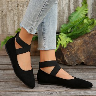 Damen Bequeme Ballerinas mit modischen Kreuzriemen EB