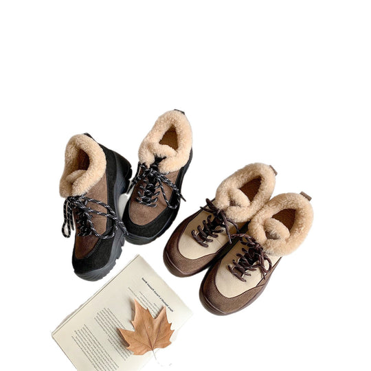 Damen modische Winterboots mit flauschigem Innenfutter und flexiblem Schnürsystem EB