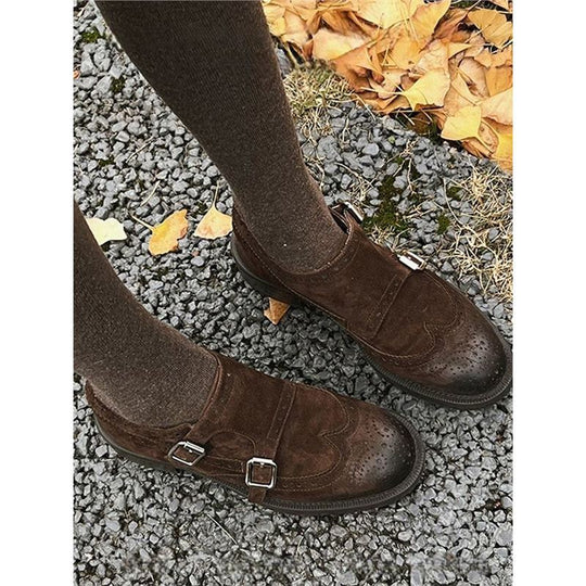 Damen elegante Schnürschuhe mit doppelter Schnalle EB