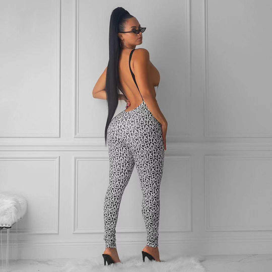 Damen körperbetontes Sport-Outfit mit modischem Print EB