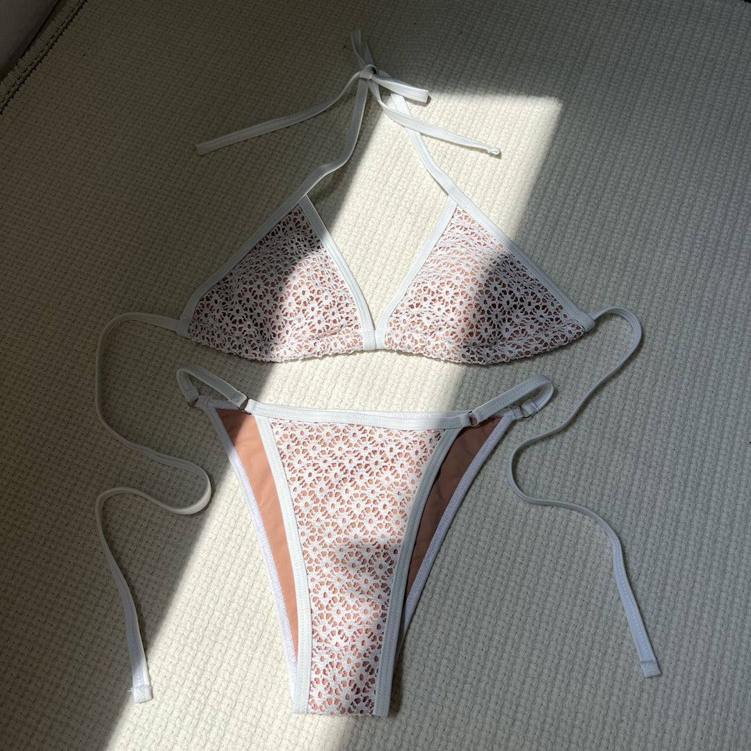 Damen Triangel-Bikini mit filigranem Spitzenmuster EB