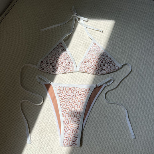 Damen Triangel-Bikini mit filigranem Spitzenmuster EB