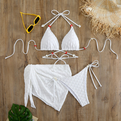Damen Triangel-Bikini mit floralem Muster und dazugehörigem Rock EB