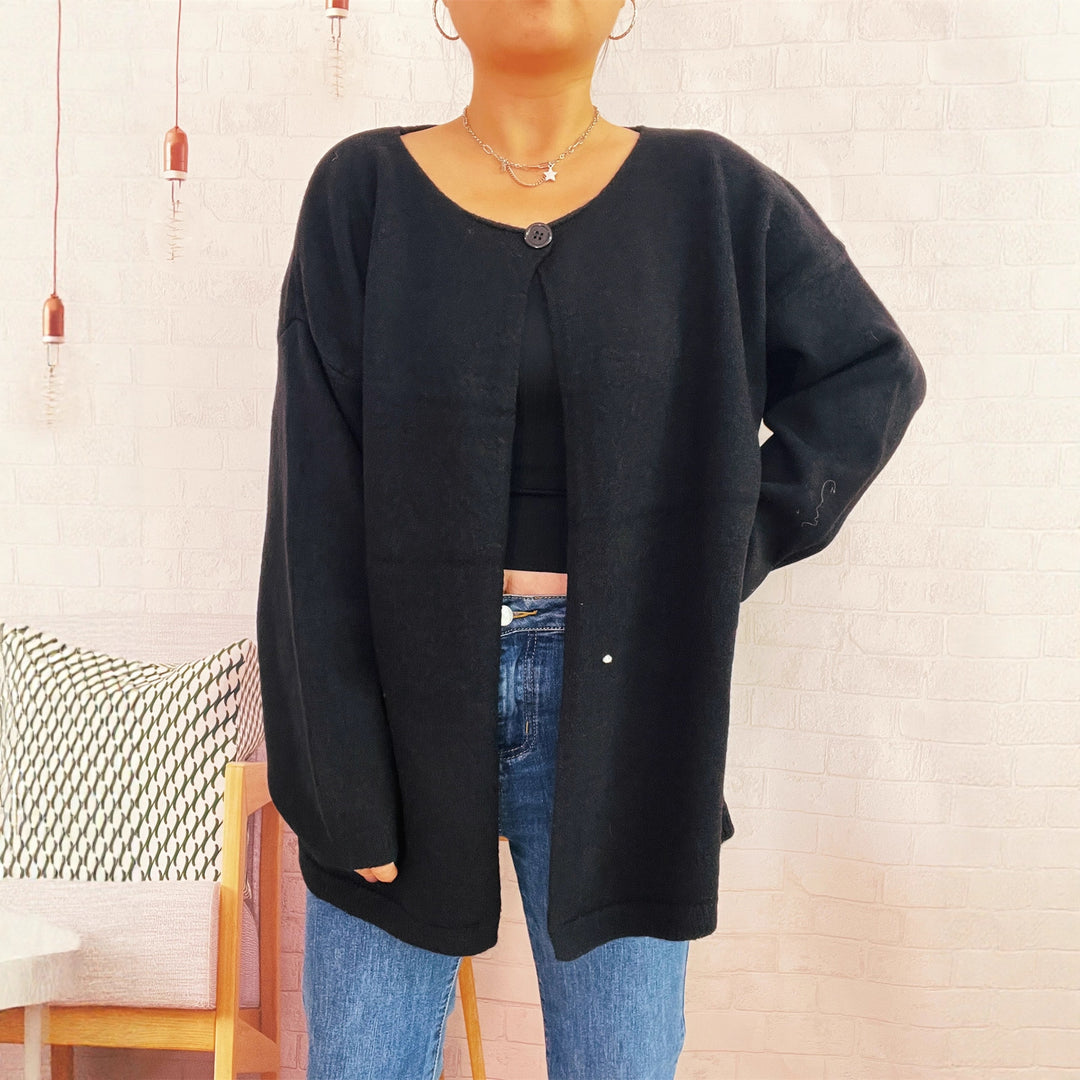 Damen lässiger Strickcardigan mit offenem Schnitt und weichen Materialien EB