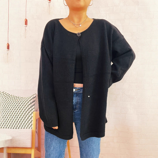 Damen lässiger Strickcardigan mit offenem Schnitt und weichen Materialien EB