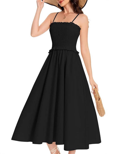 Damen Maxikleid mit geschnürtem Oberteil und fließendem Rock EB